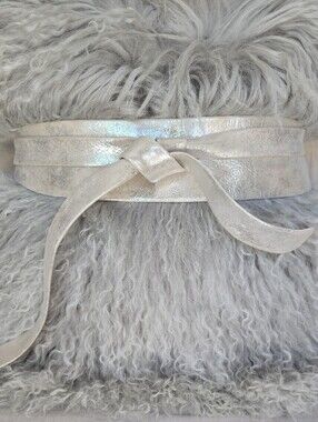 ADA Collection Classic Leather Wrap Belt | Silver Neutral |  NWT